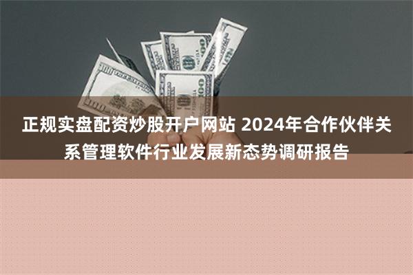 正规实盘配资炒股开户网站 2024年合作伙伴关系管理软件行业发展新态势调研报告