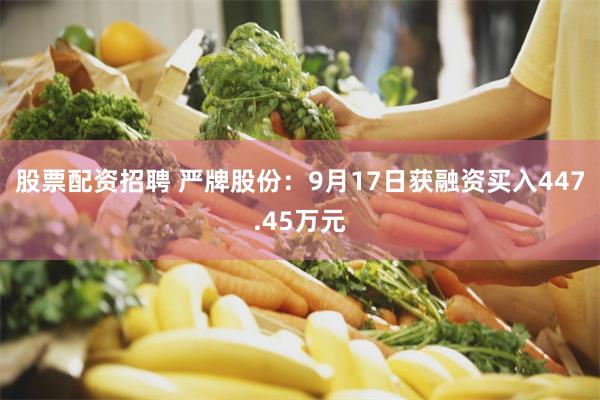 股票配资招聘 严牌股份：9月17日获融资买入447.45万元