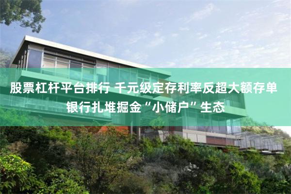 股票杠杆平台排行 千元级定存利率反超大额存单 银行扎堆掘金“小储户”生态