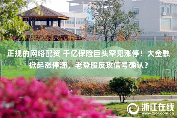 正规的网络配资 千亿保险巨头罕见涨停！大金融掀起涨停潮，老登股反攻信号确认？