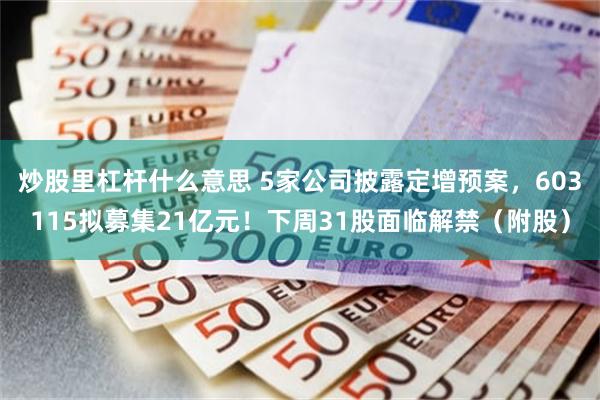 炒股里杠杆什么意思 5家公司披露定增预案，603115拟募集21亿元！下周31股面临解禁（附股）