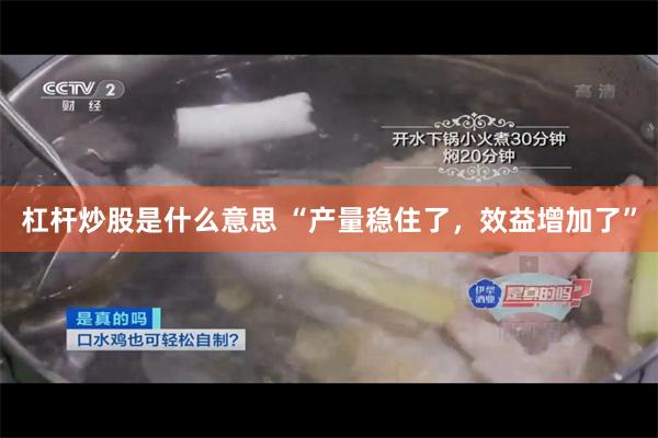 杠杆炒股是什么意思 “产量稳住了，效益增加了”
